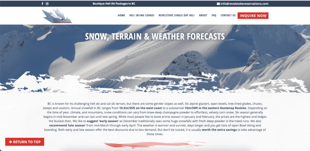 Weather forecasts for skiing.