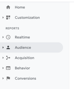 Google analytics menu