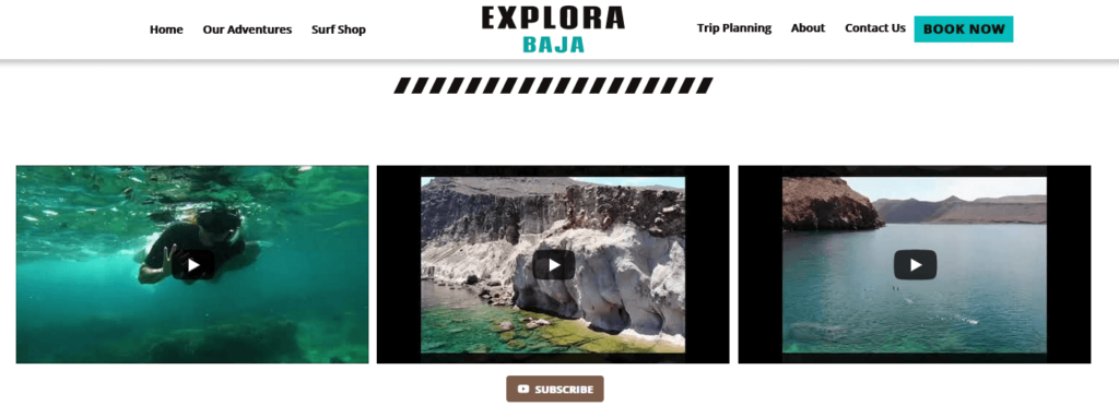 Explora Baja YouTube Website Integration