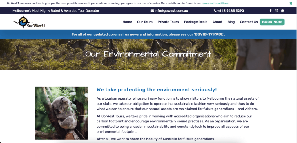 Go West's environmental impact page